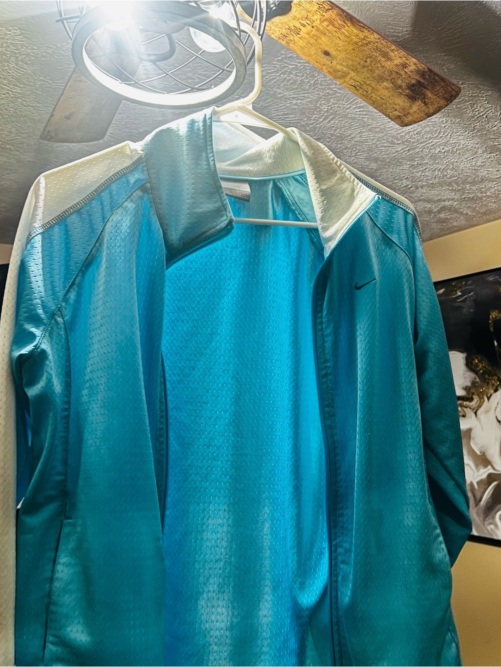 Nike Teal Zip-Up Sports Jacket with White Trim